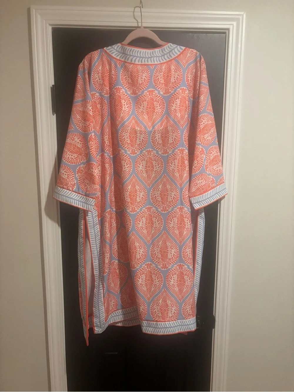 Gretchen Scott Designs Coral & Light Blue Open-Front Kimono